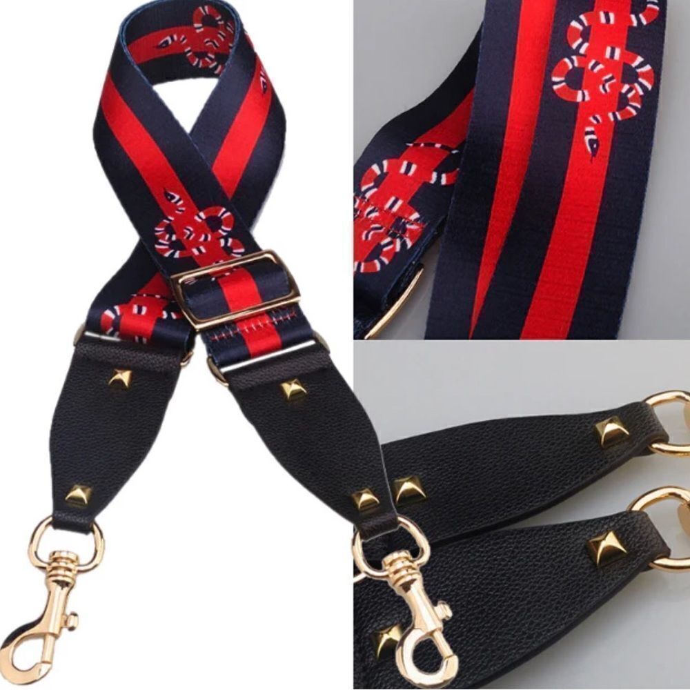 Navy and Red Nylon Snake Bag Strap